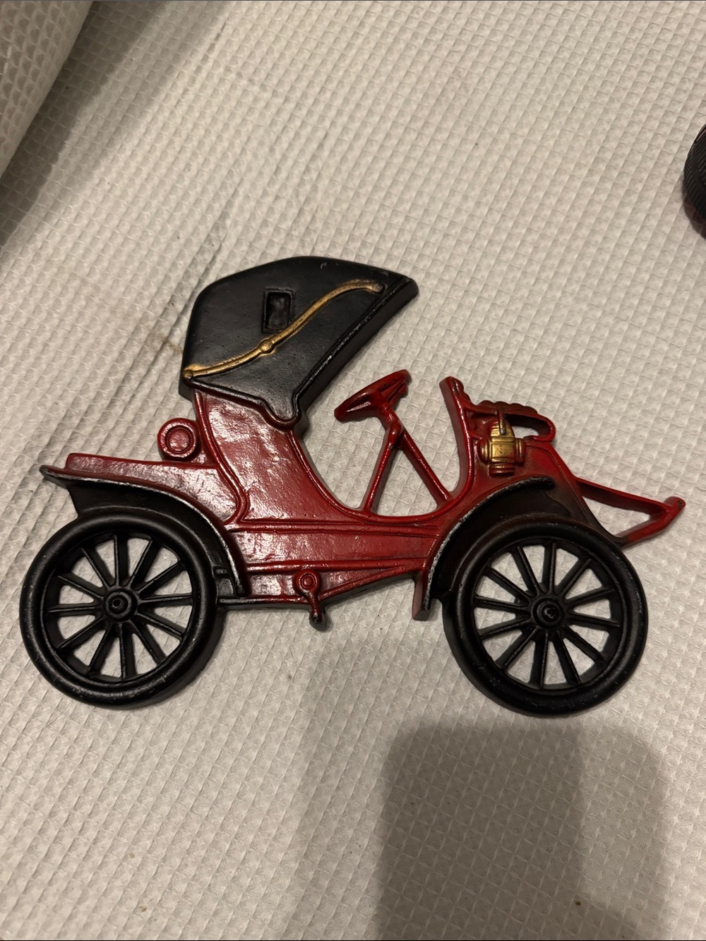 Vintage-Style Red Metal Car Wall Art by